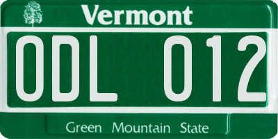 VT license plate ODL012