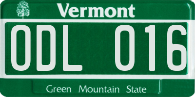 VT license plate ODL016