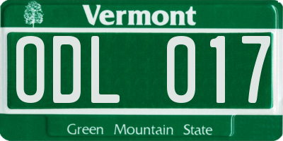 VT license plate ODL017