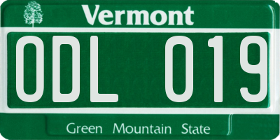 VT license plate ODL019
