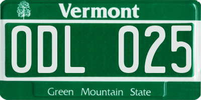 VT license plate ODL025