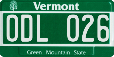VT license plate ODL026