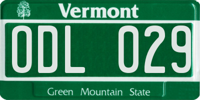 VT license plate ODL029
