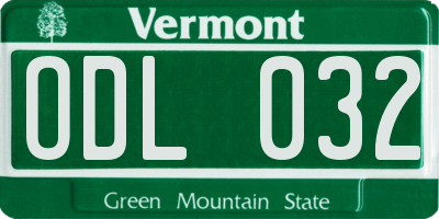 VT license plate ODL032