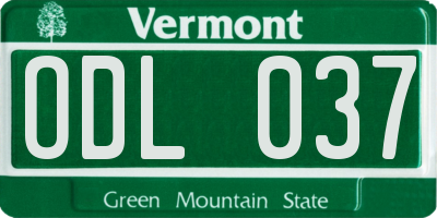 VT license plate ODL037