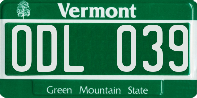 VT license plate ODL039
