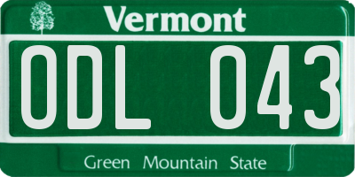 VT license plate ODL043