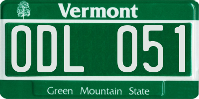 VT license plate ODL051
