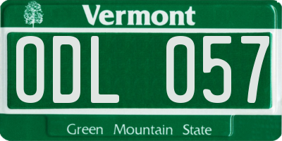 VT license plate ODL057