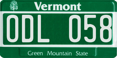 VT license plate ODL058