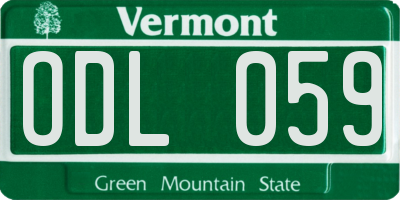 VT license plate ODL059