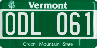VT license plate ODL061