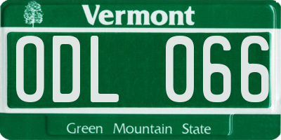 VT license plate ODL066
