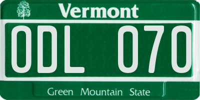 VT license plate ODL070