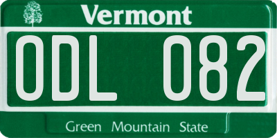VT license plate ODL082