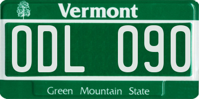 VT license plate ODL090