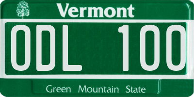 VT license plate ODL100