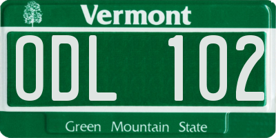 VT license plate ODL102