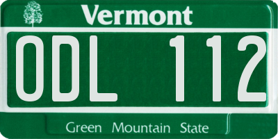 VT license plate ODL112