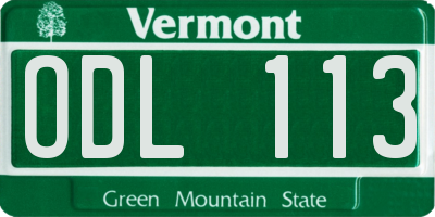 VT license plate ODL113