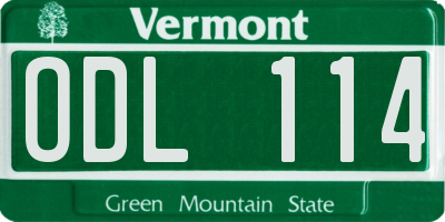 VT license plate ODL114