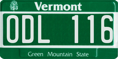 VT license plate ODL116