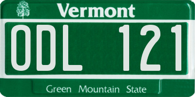 VT license plate ODL121