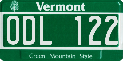 VT license plate ODL122