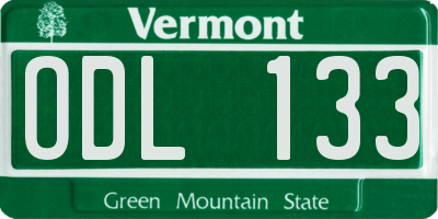 VT license plate ODL133