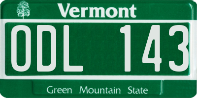 VT license plate ODL143