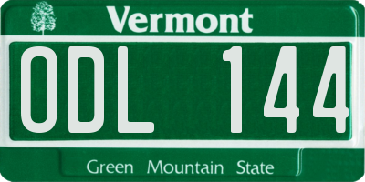VT license plate ODL144