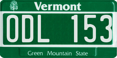 VT license plate ODL153