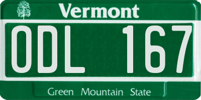 VT license plate ODL167