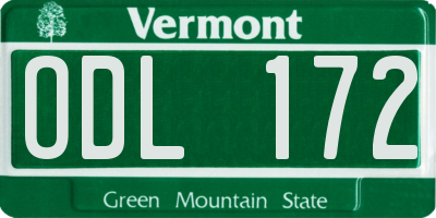 VT license plate ODL172