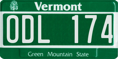 VT license plate ODL174