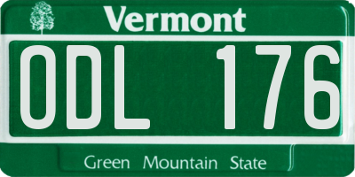 VT license plate ODL176