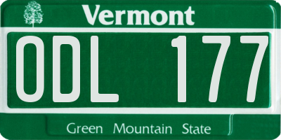 VT license plate ODL177