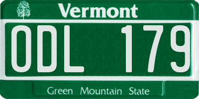VT license plate ODL179