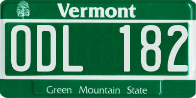 VT license plate ODL182