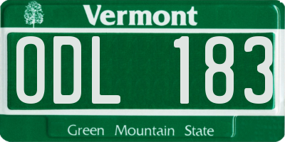 VT license plate ODL183