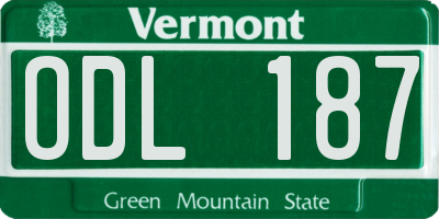 VT license plate ODL187