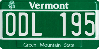 VT license plate ODL195