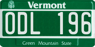VT license plate ODL196