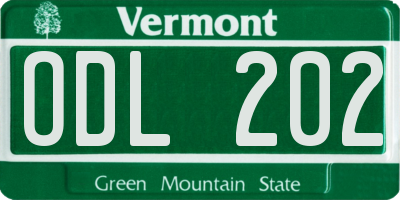 VT license plate ODL202