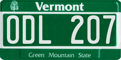 VT license plate ODL207