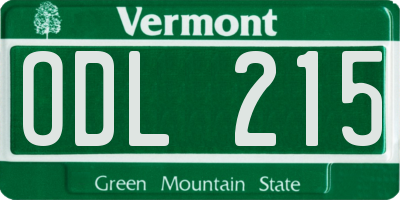 VT license plate ODL215