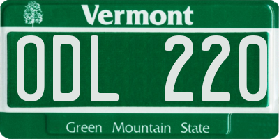 VT license plate ODL220