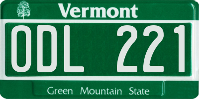 VT license plate ODL221