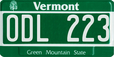 VT license plate ODL223