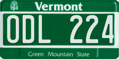 VT license plate ODL224